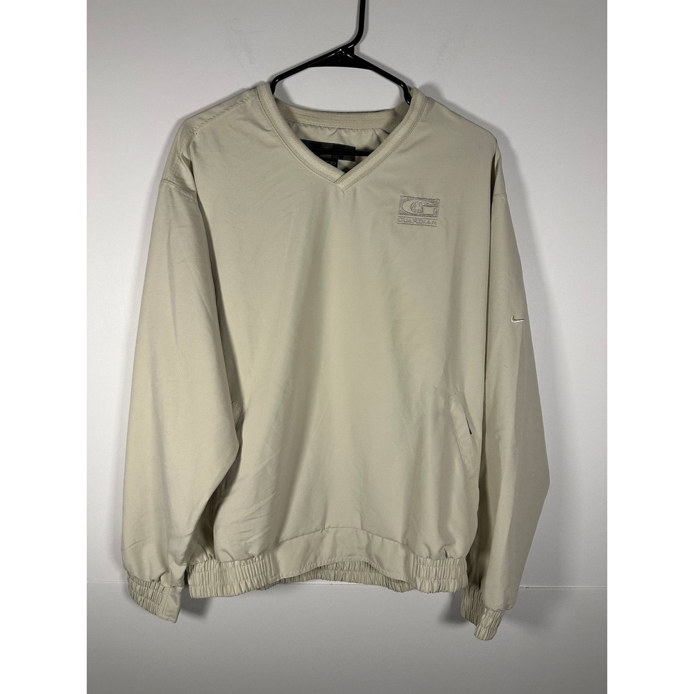 Nike Golf Pullover Mens M V-Neck Windbreaker Lightweight Beige Guardian Vintage